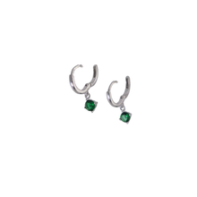 Load image into Gallery viewer, 925 Sterling Hugie Earrings with Green CZ Diamond Drop Silver (925ER053)
