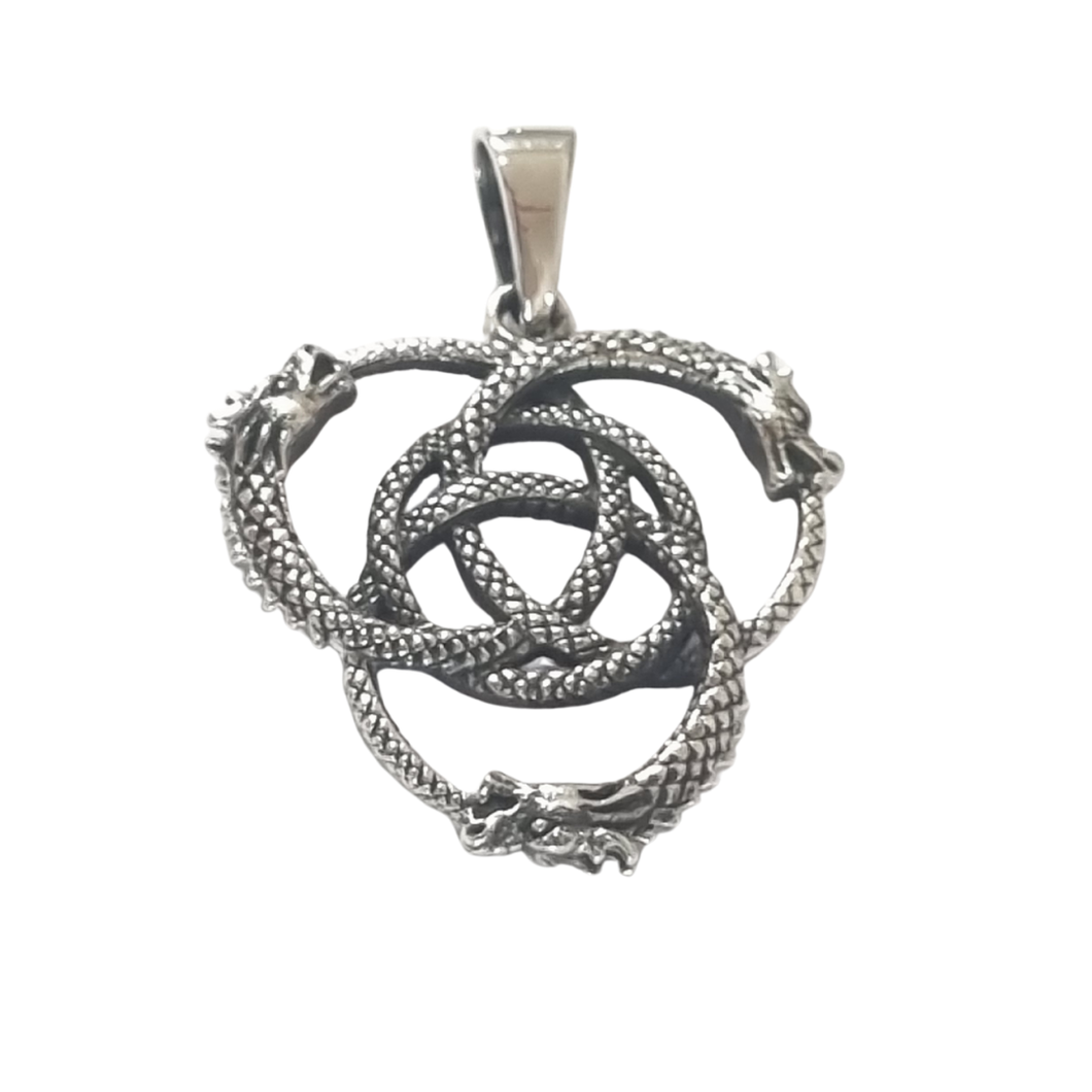925 Silver Pendant Intertwined Dragons (925P064)