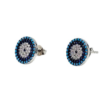Load image into Gallery viewer, 925 Sterling Silver Evil Eye-Inspired Jewellery Set, Pendant and Earrings 2(925SET003ERP)
