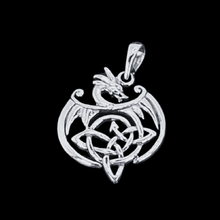 Load image into Gallery viewer, 925 Sterling Silver Pendant Dragon with Celtic knots (925P057)
