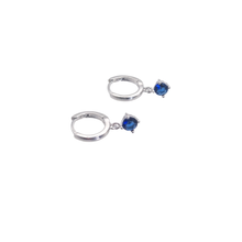 Load image into Gallery viewer, 925 Sterling Hugie Earrings CZ Drop Silver Dark Blue (925ER054)
