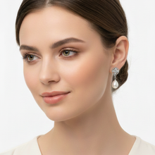 Load image into Gallery viewer, 925 Sterling Silver Stud Earrings with Cubic Zirconia and Synthetic Pearls (925ER025)
