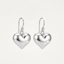 Load image into Gallery viewer, 925 Sterling Silver Hook Earrings with 3D Heart Drop (925ER044)

