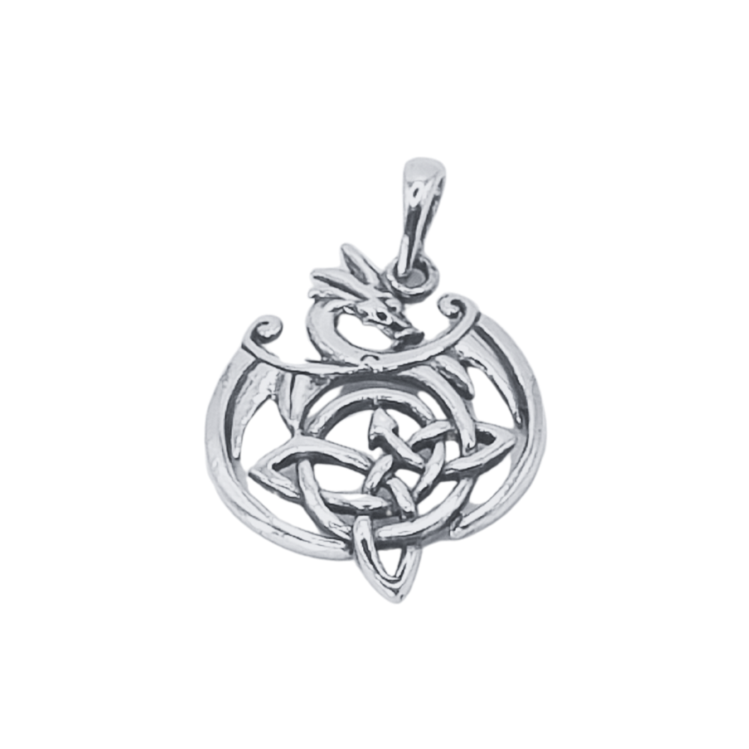 925 Sterling Silver Pendant Dragon with Celtic knots (925P057)