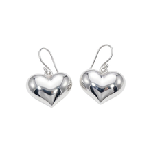 Load image into Gallery viewer, 925 Sterling Silver Hook Earrings with 3D Heart Drop (925ER044)

