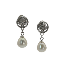 Load image into Gallery viewer, 925 Sterling Silver Stud Earrings with Cubic Zirconia and Synthetic Pearls (925ER025)

