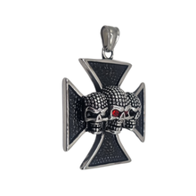 Load image into Gallery viewer, Maltese Cross with three skulls Stainless Steel Pendant (SSP030)
