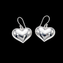 Load image into Gallery viewer, 925 Sterling Silver Hook Earrings with 3D Heart Drop (925ER044)
