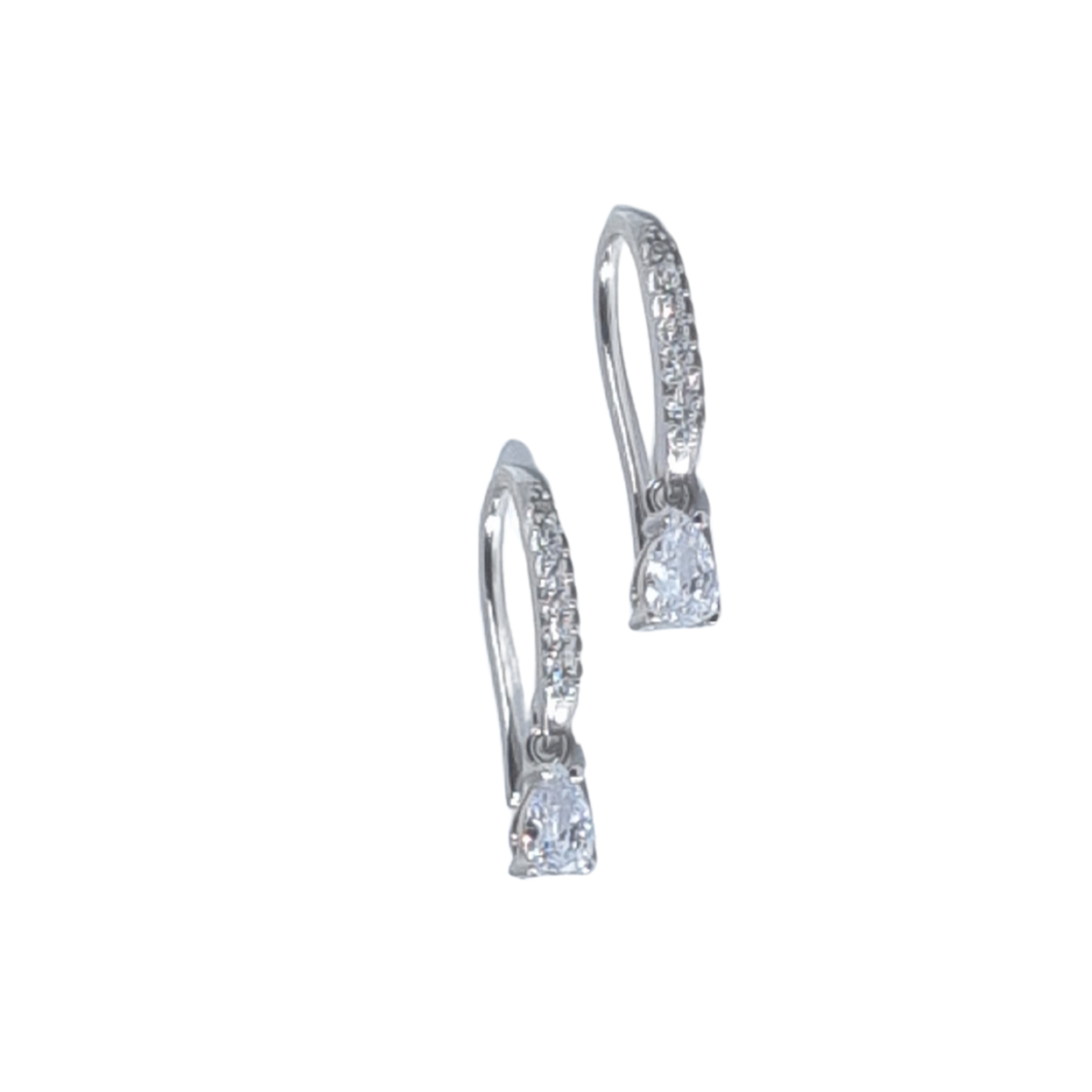 925 Sterling Silver Teardrop Radiance Diamond Drop Earrings(925ER015)