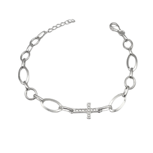 Load image into Gallery viewer, 925 Sterling Silver Cross Bracelet (925BRAC035)
