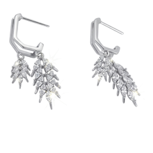 Load image into Gallery viewer, 925 Sterling Silver Studs with Hanging CZ Leaf Drops (925ER034)
