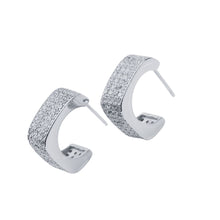 Load image into Gallery viewer, Radiant Curved Hoop Earrings in 925 Sterling Silver with Pavé Texture (925ER013)
