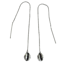 Load image into Gallery viewer, 925 Silver Earrings - Cowrie shell hanging on 11cm Chain (925ER018)
