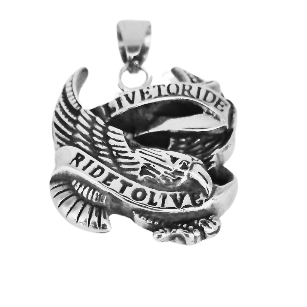 “Live to ride, ride to live” Stainless Steel Pendant (SSP032)