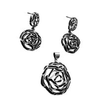 Load image into Gallery viewer, 925 Sterling Silver Set Pendant and earrings open flowers design (925SET001ERP)
