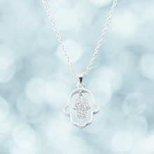 Load image into Gallery viewer, Double Hamsa Pendant Necklace - 925 Sterling Silver - 45cm Chain (925SETPC008)
