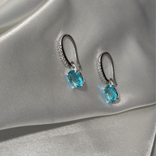 Load image into Gallery viewer, 925 Sterling Silver Hook Earrings with Turquoise Colour Oval CZ Drop (925ER043)
