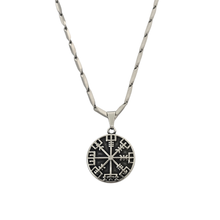 Load image into Gallery viewer, High Grade Stainless Steel Pendant Viking compass (Vegvisir) and Chain Set (SSSETPC026)
