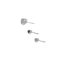Load image into Gallery viewer, Set of 3 Pairs 925 Sterling Silver Heart Shape CZ Stud Earrings - White 4.0 mm, Black 4.0 mm, White 6.5 mm (925STUDSSET011)
