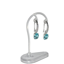 Load image into Gallery viewer, 925 Sterling Silver Hook Earrings with Turquoise Colour Oval CZ Drop (925ER043)
