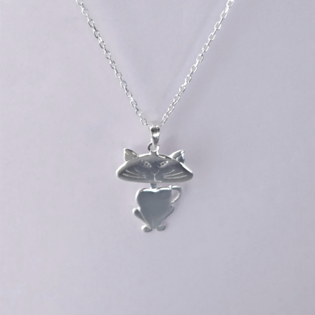 Cat Pendant Necklace - 925 Sterling Silver - 45cm Chain (925SETPC009)