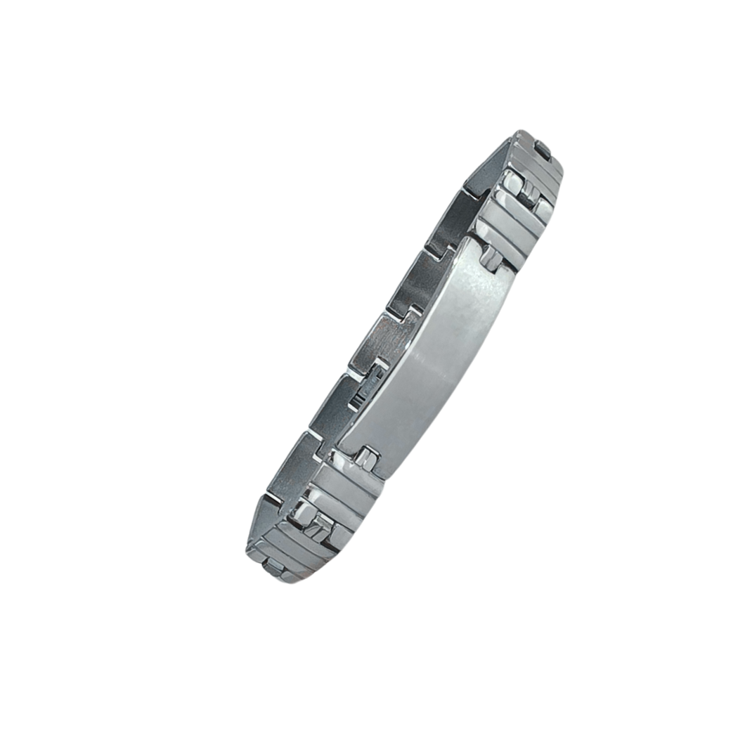 High Grade Stainless Steel Geometric ID Link Bracelet (SSBRAC036)