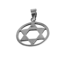 Load image into Gallery viewer, 925 Sterling Silver Star of David Pendant on Ring (925P112)
