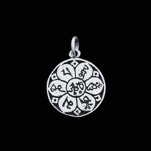 Load image into Gallery viewer, Ancient Runes in Flower Shape 925 Silver Pendant (925P036)
