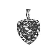 Load image into Gallery viewer, 925 Sterling Silver Pendant fan’s art Ferrari Horse on black CZ stones background (925P053)
