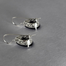 Load image into Gallery viewer, 925 Sterling Silver Hook Earrings with Black Teardrop CZ Stone(925ER037)
