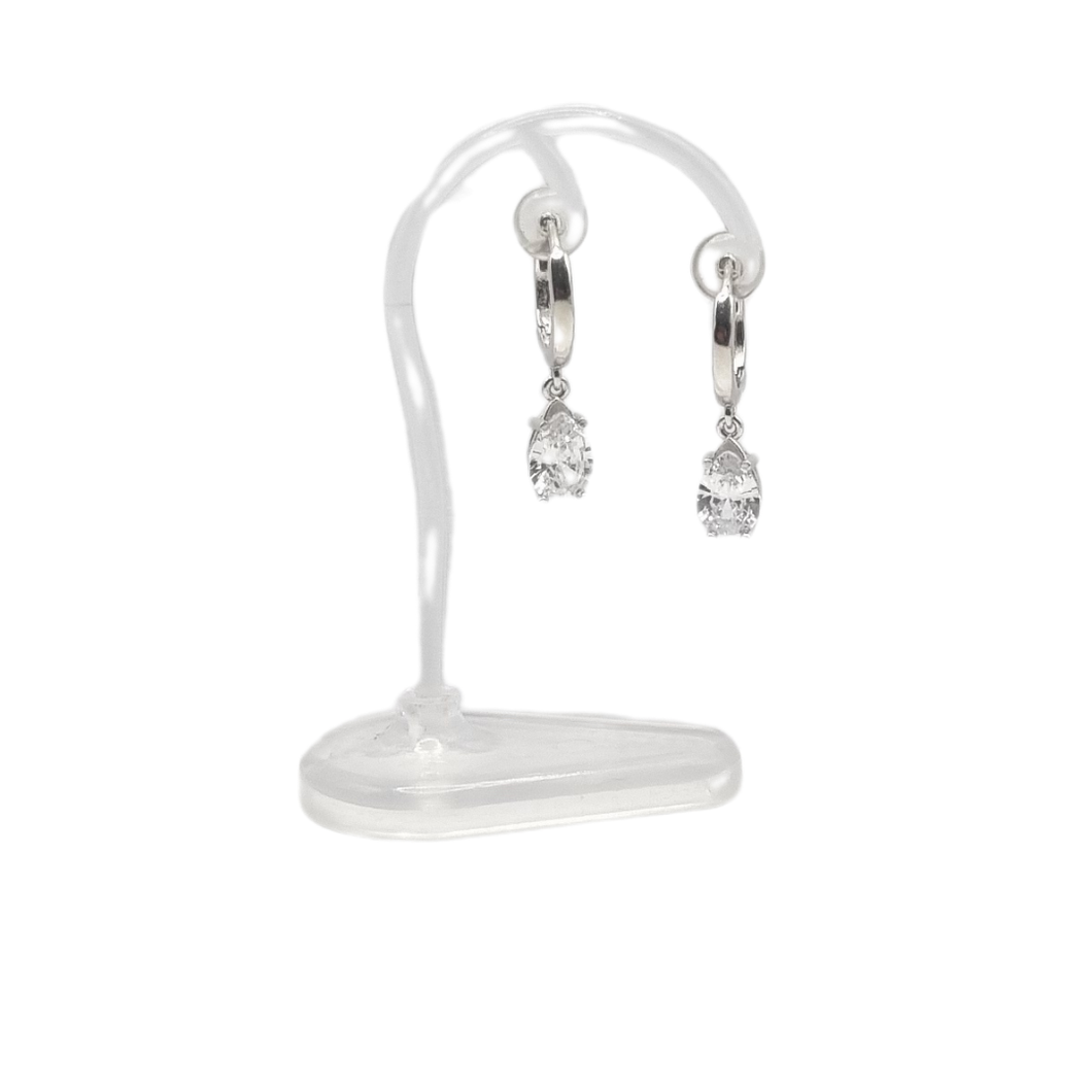 Huggies Type 925 Sterling Silver Earrings with White CZ Stone (925ER009)