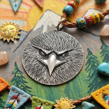 Load image into Gallery viewer, 925 Sterling Silver Bird Face Pendant 5.8 cm Diameter (925P128)
