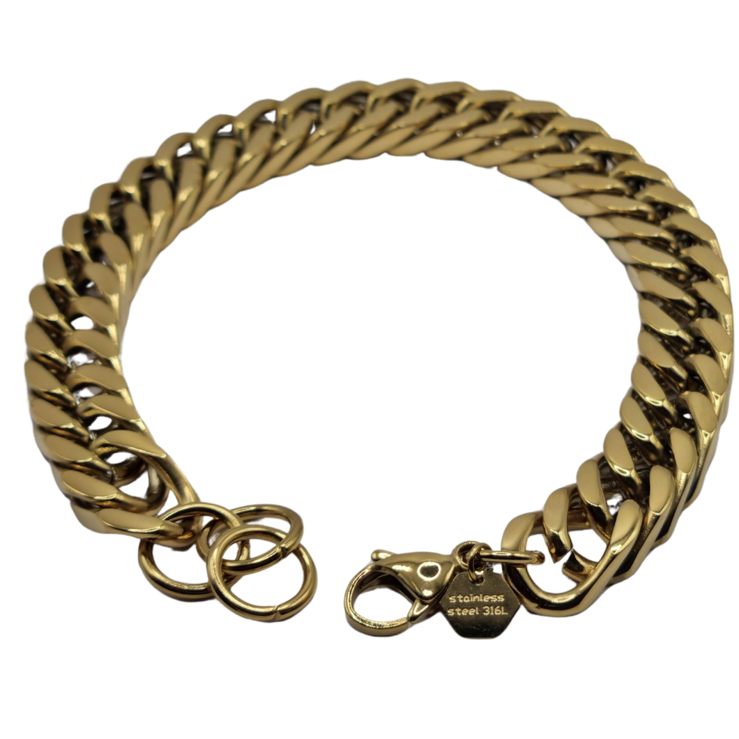 Curb Chain golden colored Stainless Steel Bracelet (SSBRAC018)