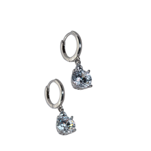 Load image into Gallery viewer, 925 Sterling Silver 10 mm Hoop Earrings with Two Hanging Clear CZ Stones (925ER039)
