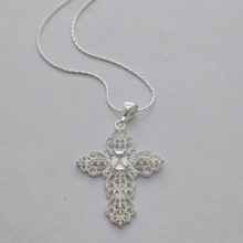 Load image into Gallery viewer, 925 Sterling Silver air-cut Cross Pendant set 45cm chain ( 925SETPC022 )
