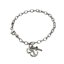 Load image into Gallery viewer, Elegant 925 Sterling Silver Charm Bracelet with Heart Anchor Cross (925BRAC039)
