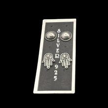 Load image into Gallery viewer, Set of 2 Pairs 925 Sterling Silver Stud Earrings Half Ball 10.5 mm Diameter and Hamsa 15 mm x 11 mm (925STUDSSET013) (Copy)
