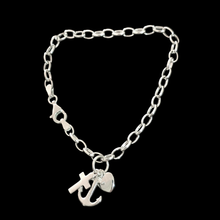 Load image into Gallery viewer, Elegant 925 Sterling Silver Charm Bracelet with Heart Anchor Cross (925BRAC039)
