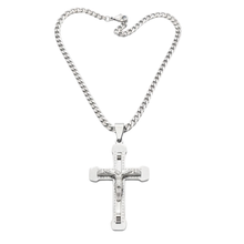 Load image into Gallery viewer, High Grade Stainless Steel Crucifix Cross Pendant and Cuban link Chain Set (SSSETPC027)
