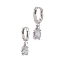 Load image into Gallery viewer, Huggies Type 925 Sterling Silver Earrings with White CZ Stone (925ER009)
