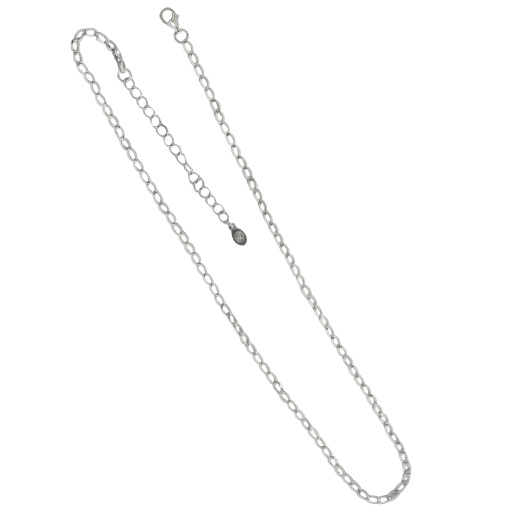 Sterling Silver 45cm Necklace with 5cm Extension Oval Link Chain (925C012)