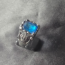 Load image into Gallery viewer, Men&#39;s Royal Crown Aquamarine Blue Stone Ring (SSR020)
