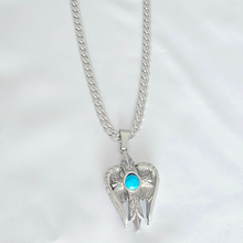 Load image into Gallery viewer, Stainless Steel Turquoise Winged Sentinel Necklace Set Chain and Pendant (SSSETPC010)
