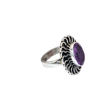 Load image into Gallery viewer, 925 Sterling Silver Vintage Ladies Ring Oval Top with Amethyst ( 925RING056 )
