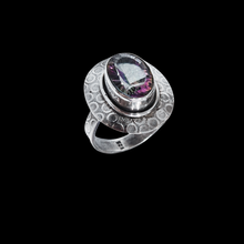 Load image into Gallery viewer, 925 Sterling Silver Vintage Ladies Ring with Synthetic Mystique Topaz ( 925RING055 )
