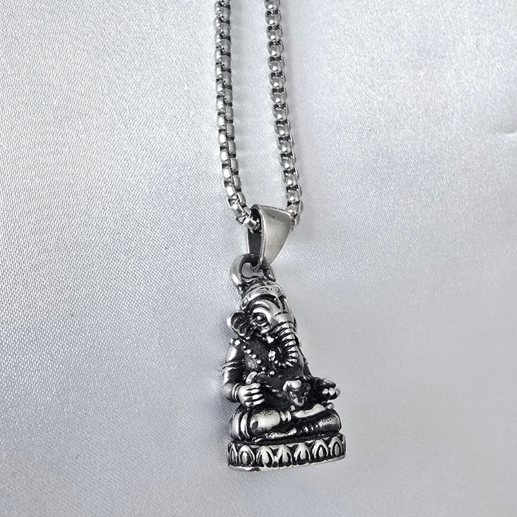 High Grade Stainless Steel Set - Chain and Ganesha Pendant (SSSETPC012)