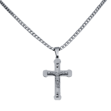 Load image into Gallery viewer, High Grade Stainless Steel Crucifix Cross Pendant and Cuban link Chain Set (SSSETPC027)
