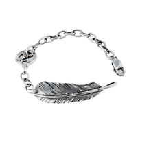 Load image into Gallery viewer, 925 Sterling Silver Bracelet with Feather Style Plate (925BRAC043)
