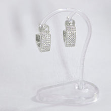 Load image into Gallery viewer, Radiant Curved Hoop Earrings in 925 Sterling Silver with Pavé Texture (925ER013)
