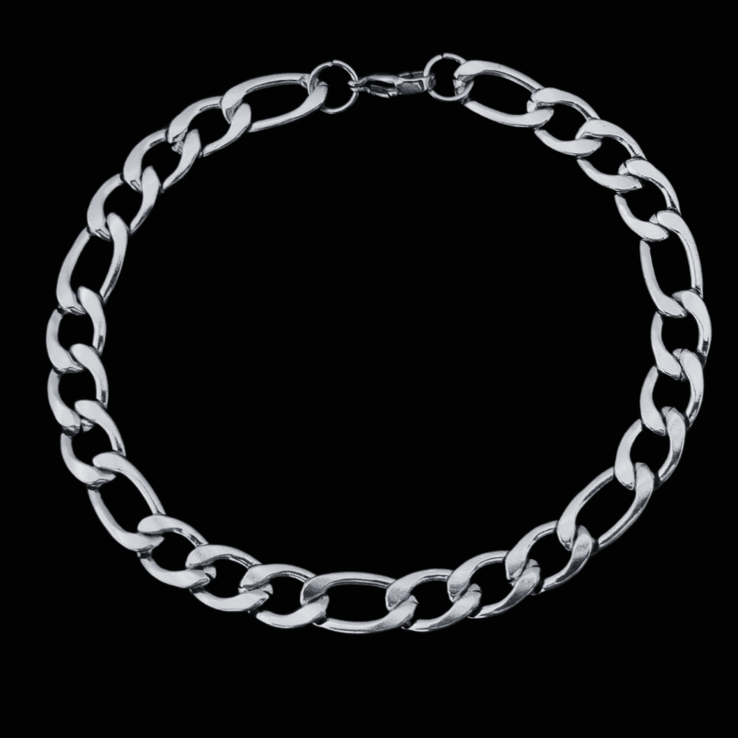 Stainless Steel Bracelet  - Flat Figaro Style Chain Bracelet (SSBRAC013)